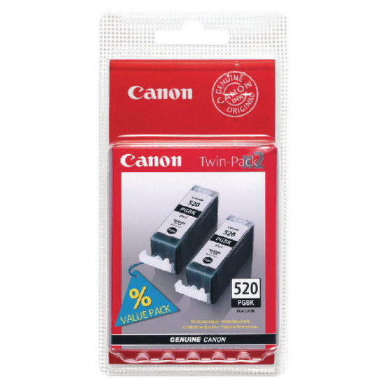 Canon PGI520BK Black Ink Cartridge (2 Pack) (2932B012) 
